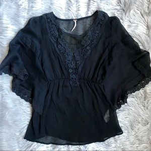Free People Black Blouse